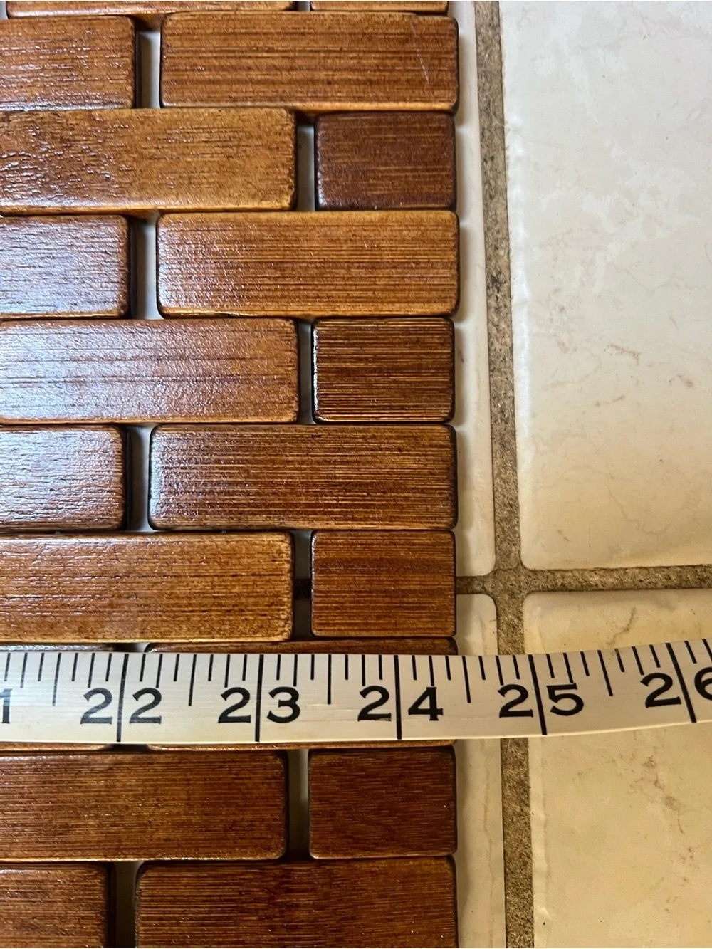 Splash Earth Bamboo Bath Mat in Brown Wood Tone - NEW with Tags